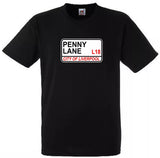 Classic Penny Lane Street Sign T-Shirt Adult Unisex 100% Cotton Black Shirt