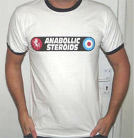 Punk 'Anabollic Steroids' Logo Black/White Ringer T-shirt - Sizes Small to XXL