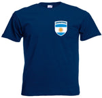 Kids Argentina Argentinian Flag Shield Football Soccer T-Shirt