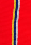 Classic Bar Scarf in Red With Blue, White & Yellow Pinstripe Colours.