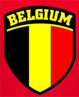 Belgium Flag Shield Football Soccer Red T-Shirt - Sizes Small to 5XL