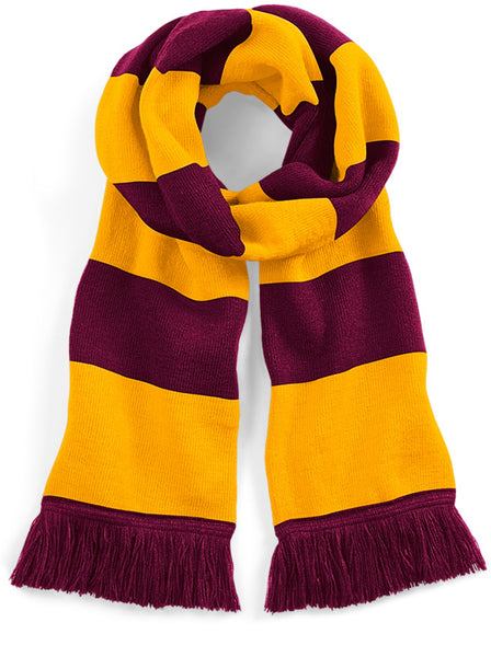 Burgundy / Gold Yellow Harry Potter Hogwarts Style Retro Bar Scarf