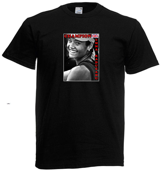 Emma Raducanu Champion T-Shirt - All Sizes  - Small to 5XL