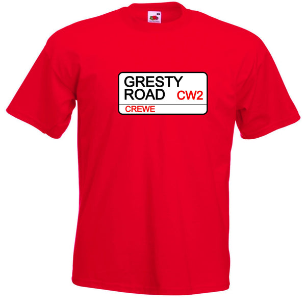 Crewe Alexandra Gresty Road Street Sign FC Football Club T-Shirt - Sizes Small to 5XL