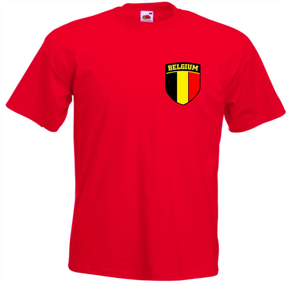Kids Youth Belgium Flag Shield Football Soccer T-Shirt