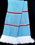 Classic Retro Bar Scarf in Manchester City Colours Sky, White red Black.