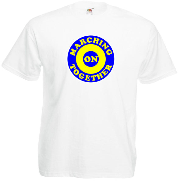 Leeds Marching On Together Song Mod Roundel Football T-Shirt - Sizes Small to 5XL