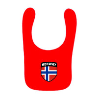 Baby Baby's Babies Norway Norwegian Norge Flag Crest Red Football Fan Bib
