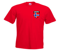 Kids Norway Norwegian Flag Crest Soccer Football T-Shirt - Sizes 3/4 to 12/13