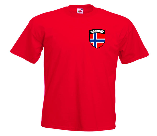 Kids Norway Norwegian Flag Crest Soccer Football T-Shirt - Sizes 3/4 to 12/13
