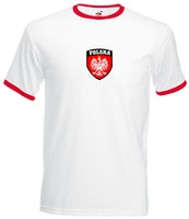 Poland Polish Polska Retro Style Football Centre Chest Shield T-Shirt