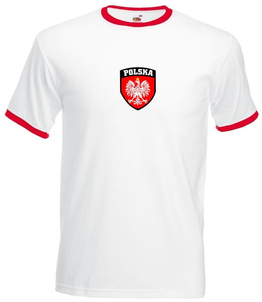 Poland Polish Polska Retro Style Football Centre Chest Shield T-Shirt