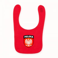 Baby Baby's Babies Poland Polish Polska Flag Crest Red Football Fan Bib