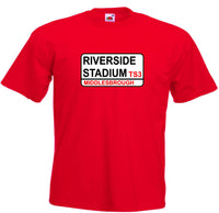Kids Youth Middlesbrough Riverside Stadium Street Sign Football T-Shirt