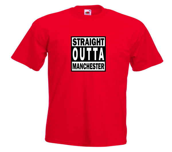 Straight Outta Manchester Red T-Shirt - Sizes Small to 5XL
