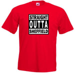Straight Outta Sheffield Red T-Shirt - Sizes Small to 5XL