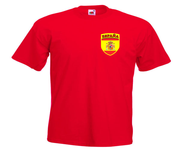 Kids Spain Espana Flag Shield Football Soccer T-Shirt