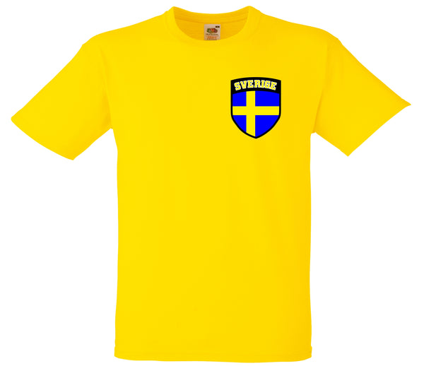 Kids Sweden Sverige Flag Shield Football Soccer T-Shirt