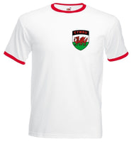 White Wales Retro Style Football Soccer T-Shirt