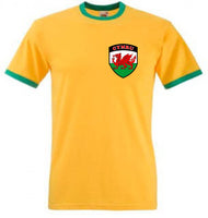 Wales Welsh Away Style Golden Yellow Retro Football National Team T-Shirt