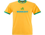 Punk 'Anabollic Steroids' Workshy Yellow/Green Ringer T-shirt - Sizes Small to XXL