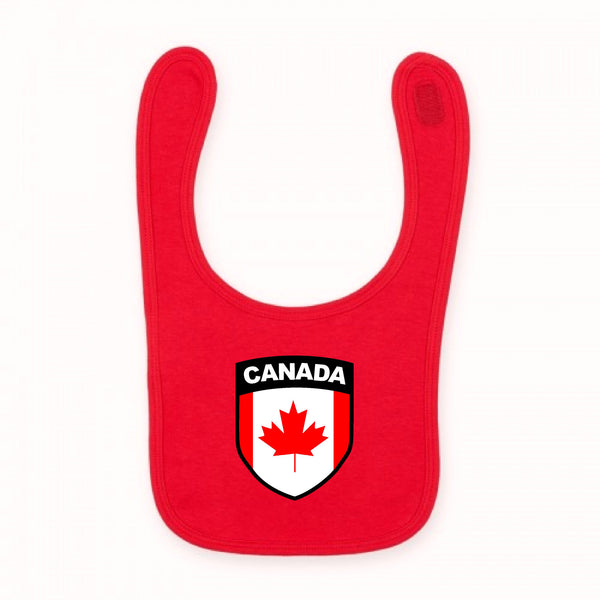 Baby Baby's Babies Canada Canadian Flag Crest Red Football Fan Bib