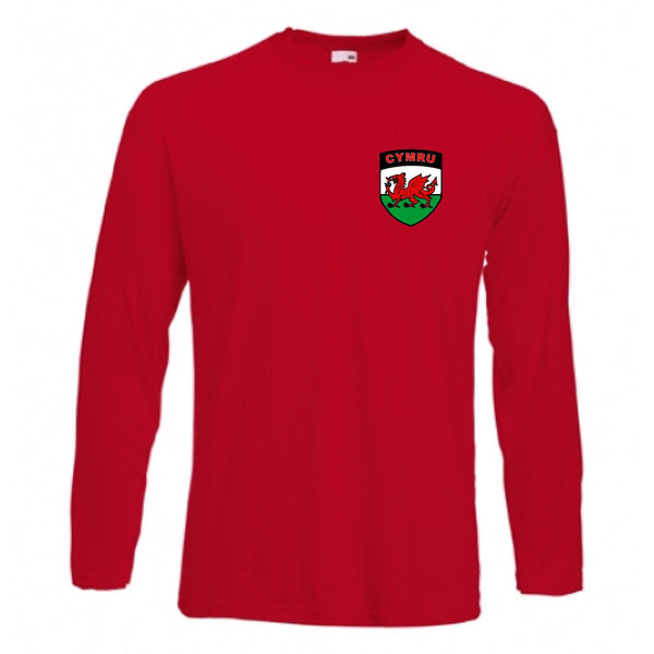 Kids Wales Welsh  Football Long Sleeve T-Shirt - Sizes 3/4 to 12/13