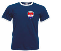 Navy Croatia Croatian FC Retro Style Football Club Soccer T-Shirt