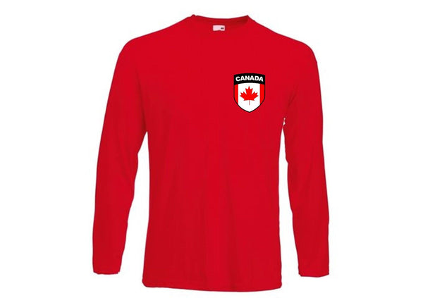 Kids Canada Canadian Football Soccer Team Long Sleeve T-Shirt - Sizes 3/4 to 12/13